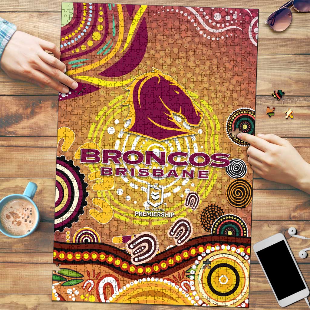 Brisbane Broncos Rugby Puzzle Australian Aboriginal Dot Painting Style