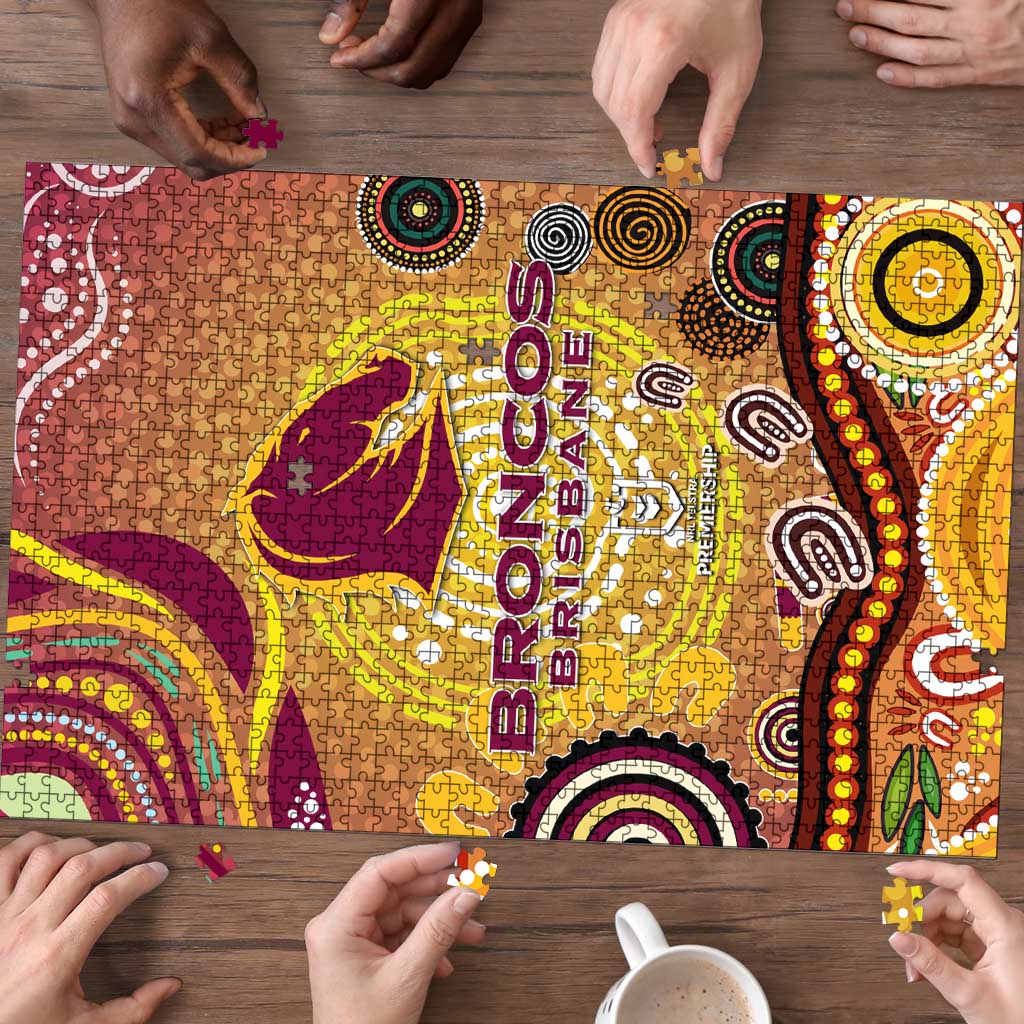 Brisbane Broncos Rugby Puzzle Australian Aboriginal Dot Painting Style