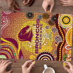 Brisbane Broncos Rugby Puzzle Australian Aboriginal Dot Painting Style