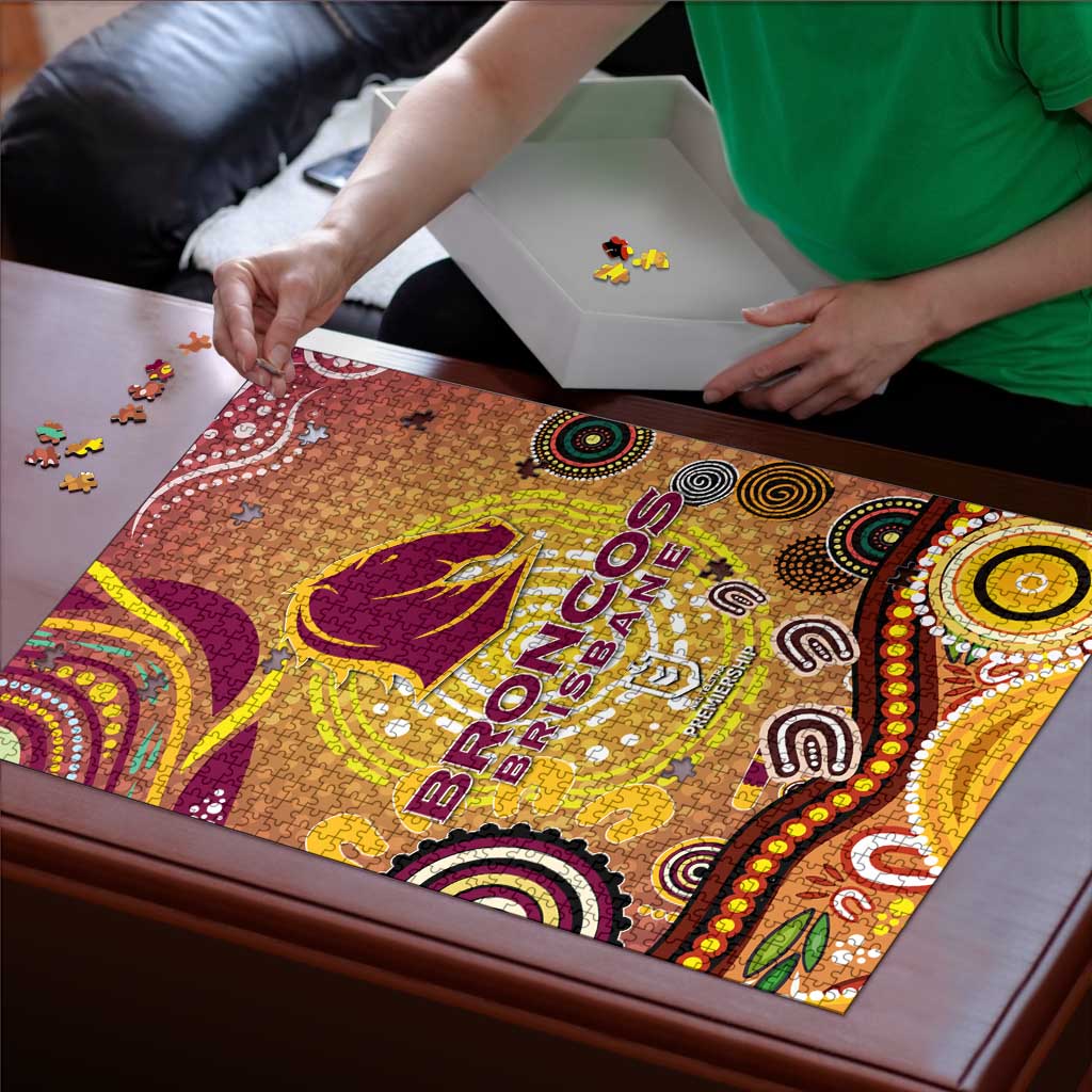 Brisbane Broncos Rugby Puzzle Australian Aboriginal Dot Painting Style