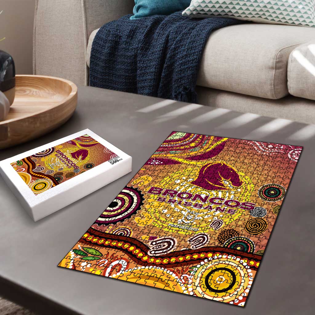 Brisbane Broncos Rugby Puzzle Australian Aboriginal Dot Painting Style