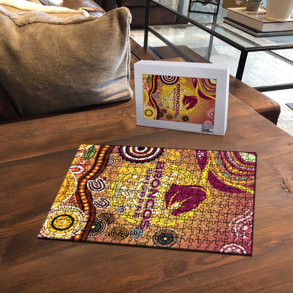 Brisbane Broncos Rugby Puzzle Australian Aboriginal Dot Painting Style