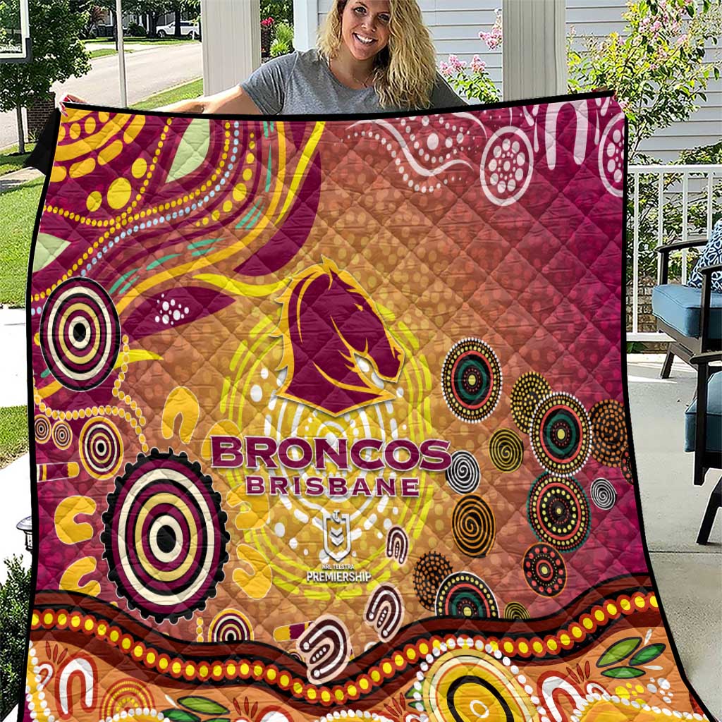 Brisbane Broncos Rugby Quilt Australian Aboriginal Dot Painting Style