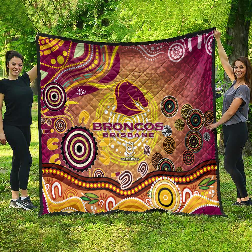 Brisbane Broncos Rugby Quilt Australian Aboriginal Dot Painting Style