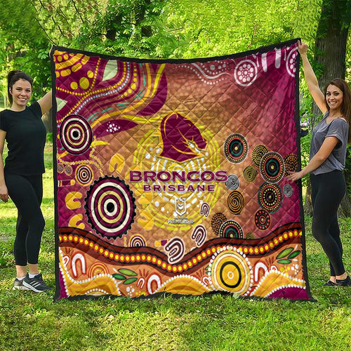 Brisbane Broncos Rugby Quilt Australian Aboriginal Dot Painting Style