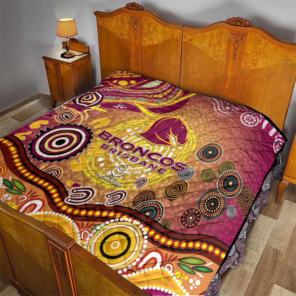 Brisbane Broncos Rugby Quilt Australian Aboriginal Dot Painting Style