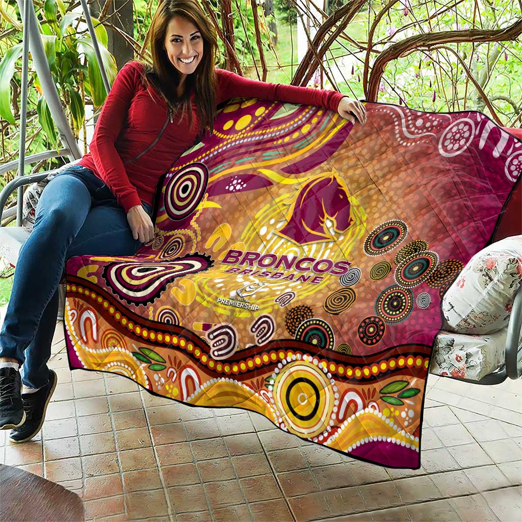 Brisbane Broncos Rugby Quilt Australian Aboriginal Dot Painting Style