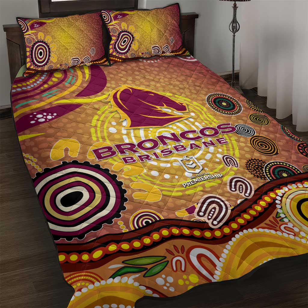 Brisbane Broncos Rugby Quilt Bed Set Australian Aboriginal Dot Painting Style