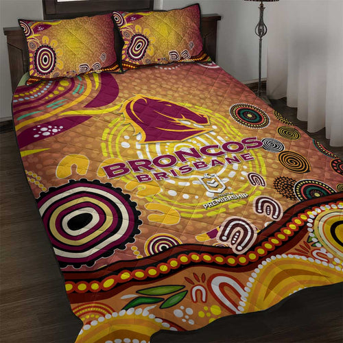 Brisbane Broncos Rugby Quilt Bed Set Australian Aboriginal Dot Painting Style