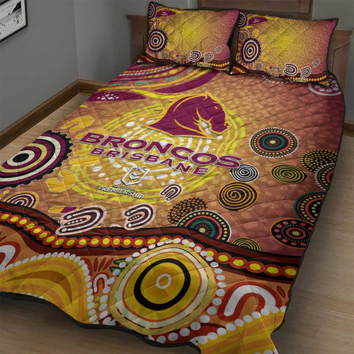 Brisbane Broncos Rugby Quilt Bed Set Australian Aboriginal Dot Painting Style