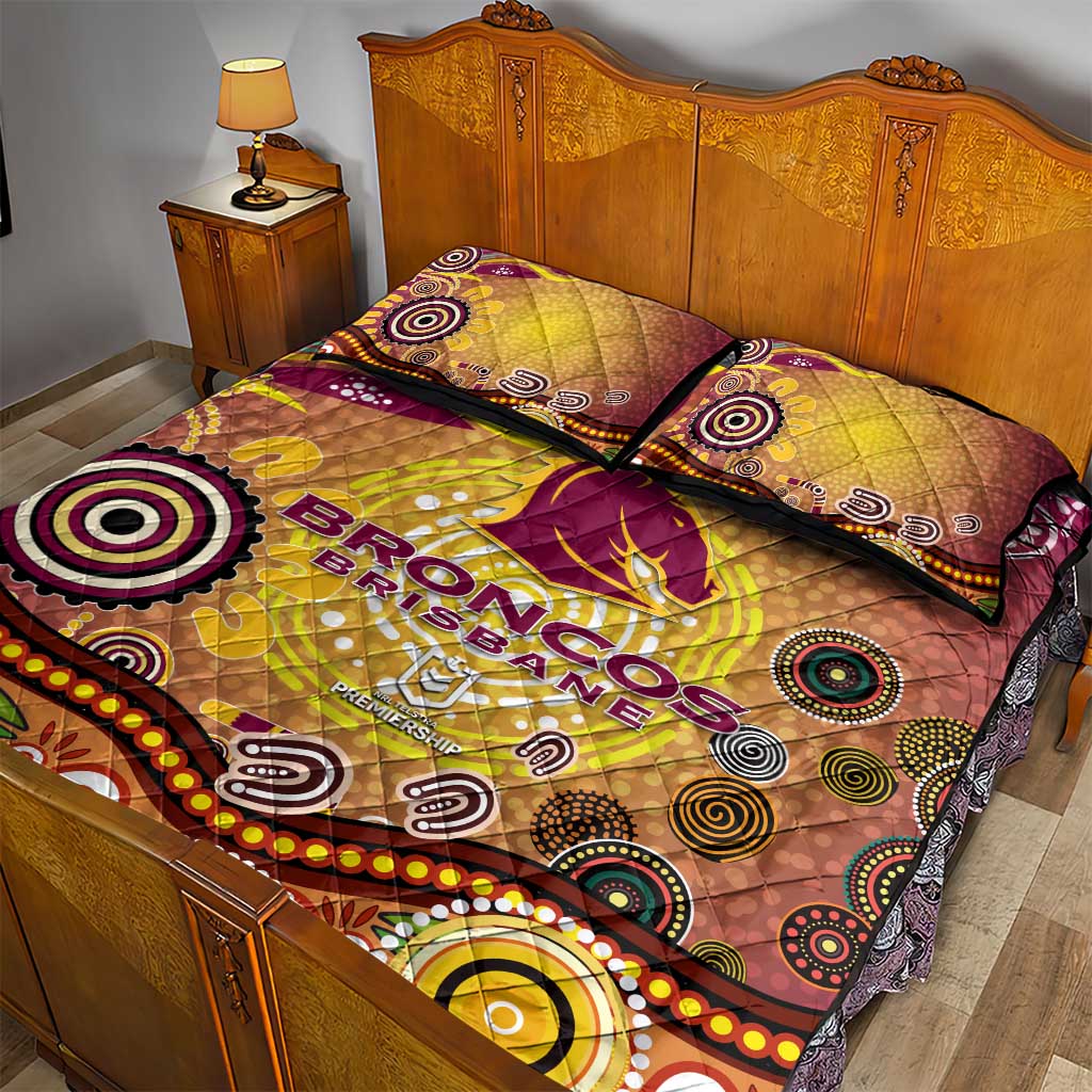 Brisbane Broncos Rugby Quilt Bed Set Australian Aboriginal Dot Painting Style
