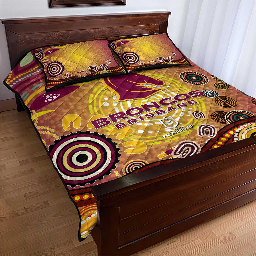 Brisbane Broncos Rugby Quilt Bed Set Australian Aboriginal Dot Painting Style