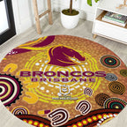 Brisbane Broncos Rugby Round Carpet Australian Aboriginal Dot Painting Style