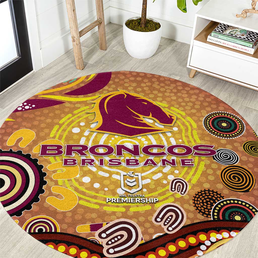 Brisbane Broncos Rugby Round Carpet Australian Aboriginal Dot Painting Style