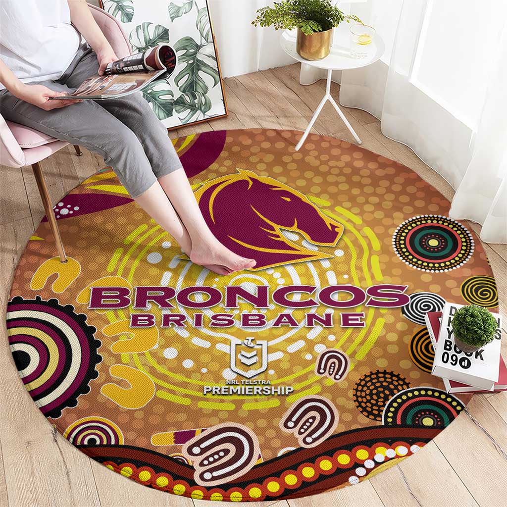 Brisbane Broncos Rugby Round Carpet Australian Aboriginal Dot Painting Style