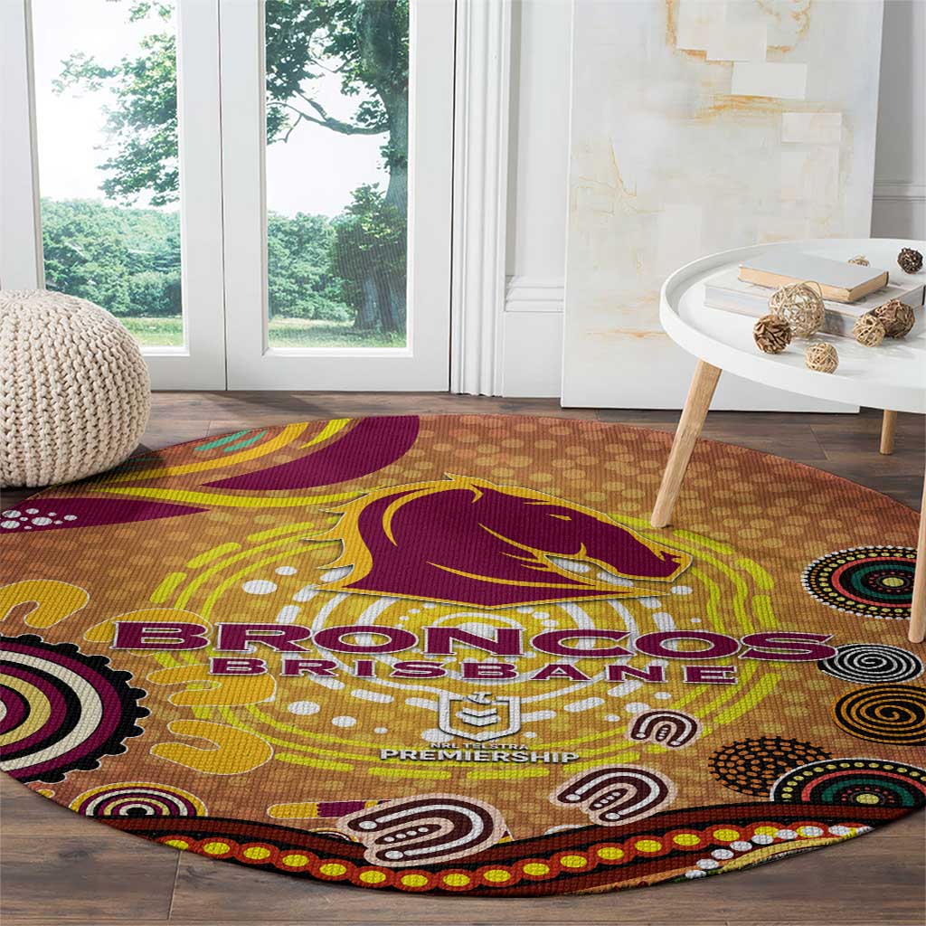 Brisbane Broncos Rugby Round Carpet Australian Aboriginal Dot Painting Style