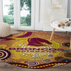 Brisbane Broncos Rugby Round Carpet Australian Aboriginal Dot Painting Style