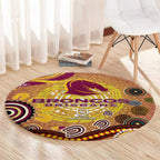Brisbane Broncos Rugby Round Carpet Australian Aboriginal Dot Painting Style