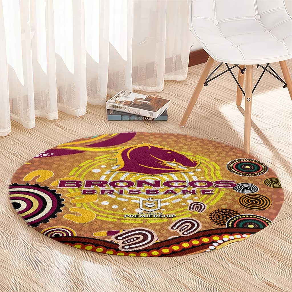 Brisbane Broncos Rugby Round Carpet Australian Aboriginal Dot Painting Style