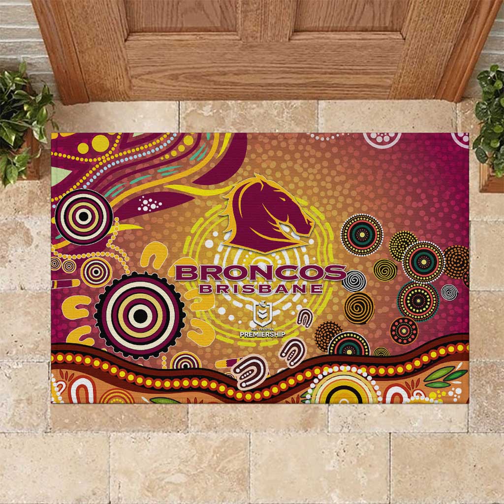 Brisbane Broncos Rugby Rubber Doormat Australian Aboriginal Dot Painting Style