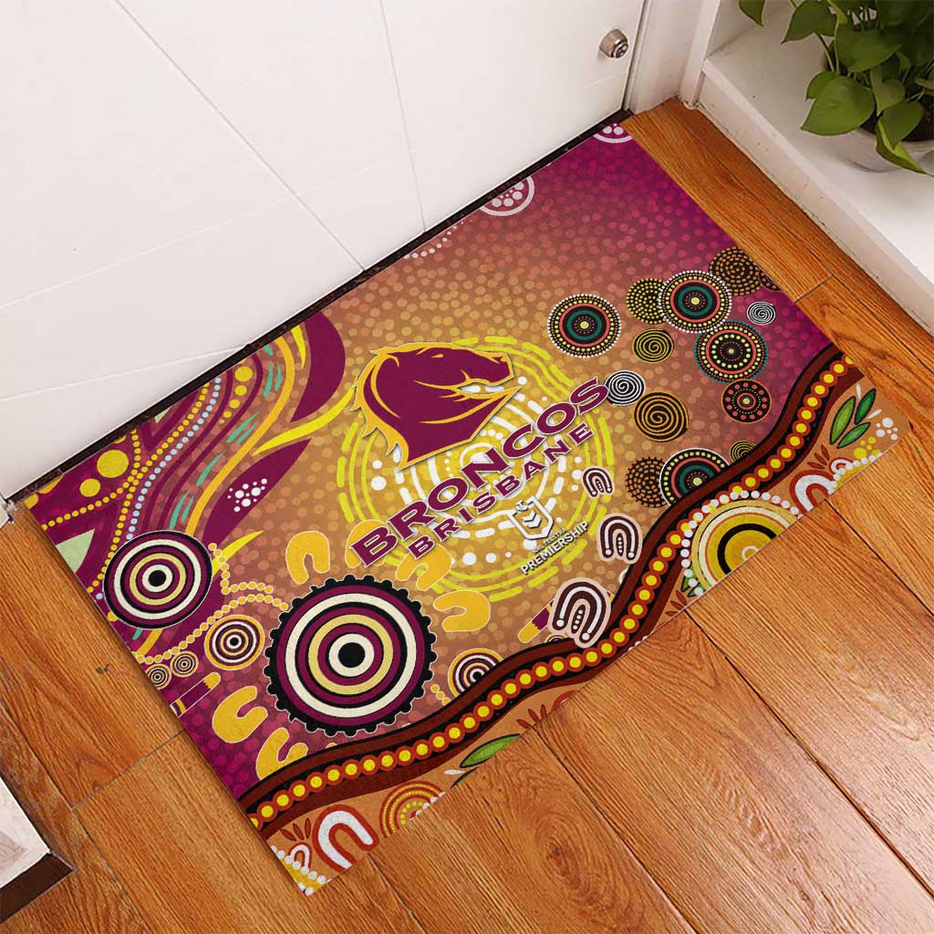 Brisbane Broncos Rugby Rubber Doormat Australian Aboriginal Dot Painting Style
