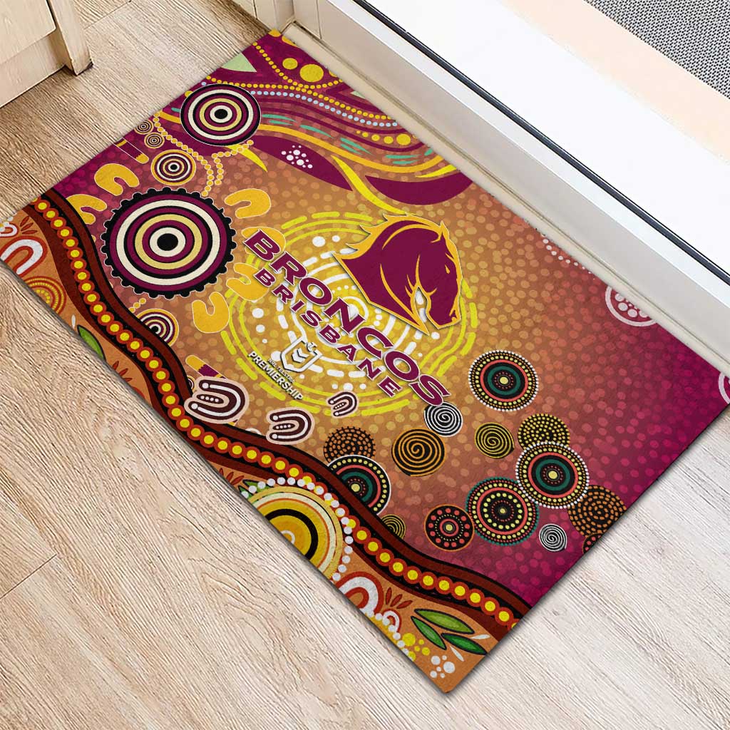 Brisbane Broncos Rugby Rubber Doormat Australian Aboriginal Dot Painting Style