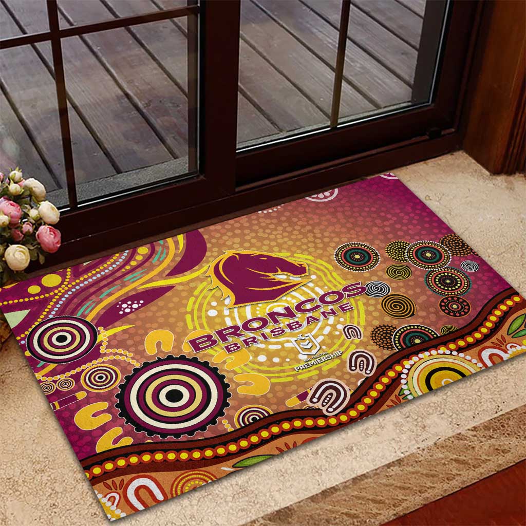 Brisbane Broncos Rugby Rubber Doormat Australian Aboriginal Dot Painting Style