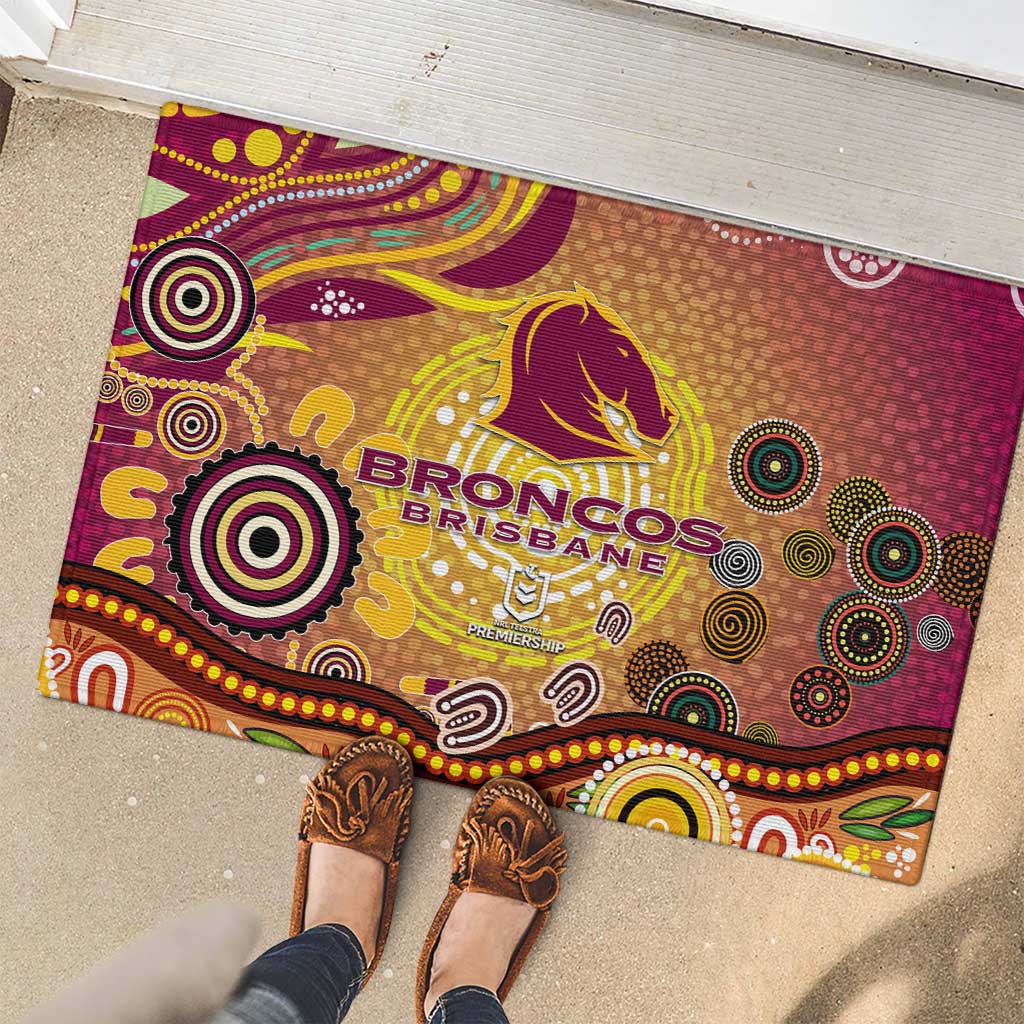 Brisbane Broncos Rugby Rubber Doormat Australian Aboriginal Dot Painting Style