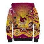 Brisbane Broncos Rugby Sherpa Hoodie Australian Aboriginal Dot Painting Style