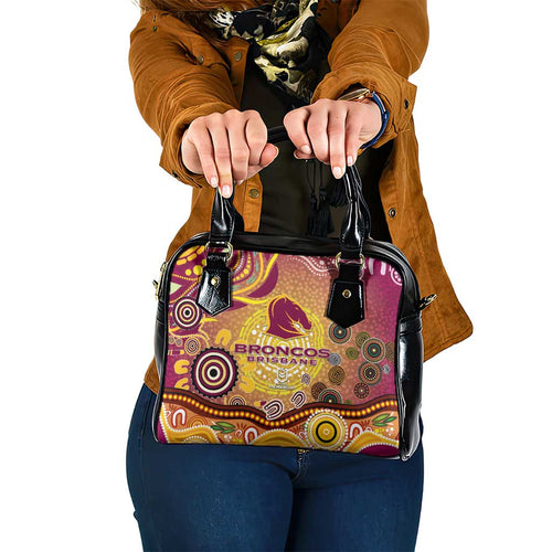 Brisbane Broncos Rugby Shoulder Handbag Australian Aboriginal Dot Painting Style