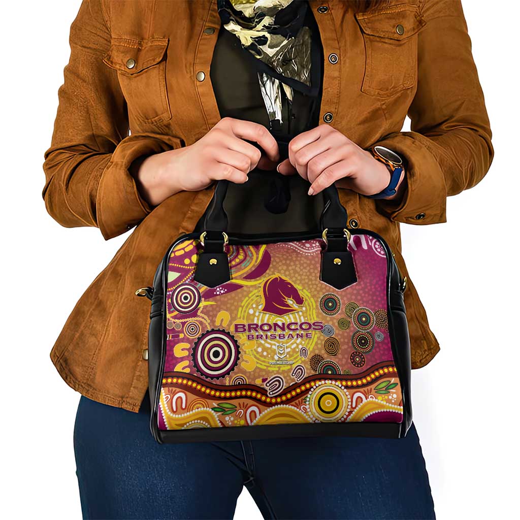 Brisbane Broncos Rugby Shoulder Handbag Australian Aboriginal Dot Painting Style