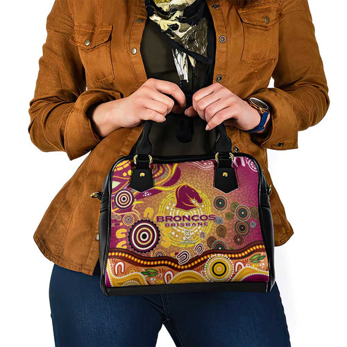 Brisbane Broncos Rugby Shoulder Handbag Australian Aboriginal Dot Painting Style
