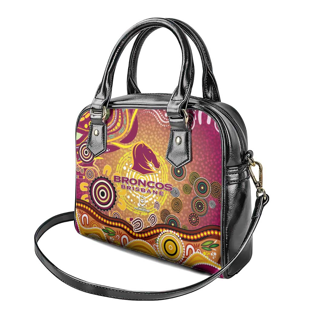 Brisbane Broncos Rugby Shoulder Handbag Australian Aboriginal Dot Painting Style