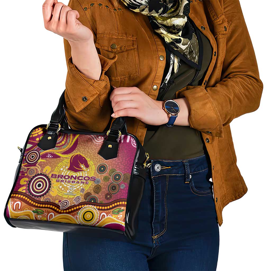 Brisbane Broncos Rugby Shoulder Handbag Australian Aboriginal Dot Painting Style