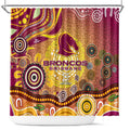 Brisbane Broncos Rugby Shower Curtain Australian Aboriginal Dot Painting Style