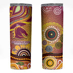 Brisbane Broncos Rugby Skinny Tumbler Australian Aboriginal Dot Painting Style