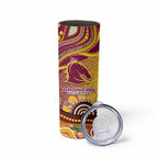 Brisbane Broncos Rugby Skinny Tumbler Australian Aboriginal Dot Painting Style