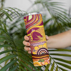 Brisbane Broncos Rugby Skinny Tumbler Australian Aboriginal Dot Painting Style