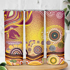 Brisbane Broncos Rugby Skinny Tumbler Australian Aboriginal Dot Painting Style