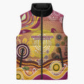 Brisbane Broncos Rugby Sleeveless Puffer Jacket Australian Aboriginal Dot Painting Style