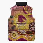 Brisbane Broncos Rugby Sleeveless Puffer Jacket Australian Aboriginal Dot Painting Style