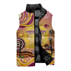 Brisbane Broncos Rugby Sleeveless Puffer Jacket Australian Aboriginal Dot Painting Style