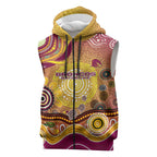 Brisbane Broncos Rugby Sleeveless Zip Hoodie Australian Aboriginal Dot Painting Style