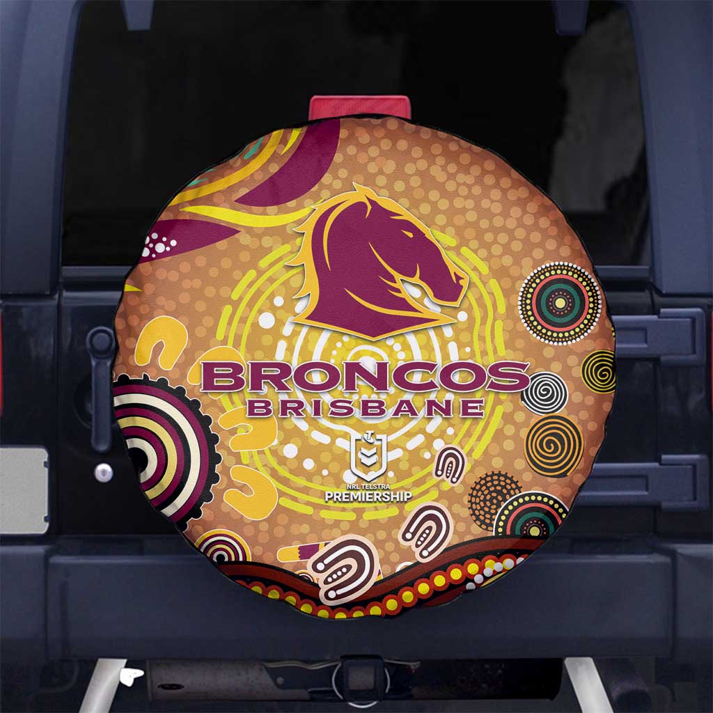 Brisbane Broncos Rugby Spare Tire Cover Australian Aboriginal Dot Painting Style