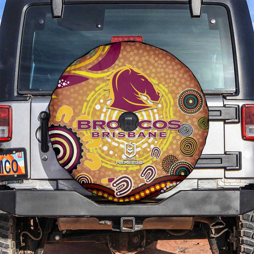 Brisbane Broncos Rugby Spare Tire Cover Australian Aboriginal Dot Painting Style