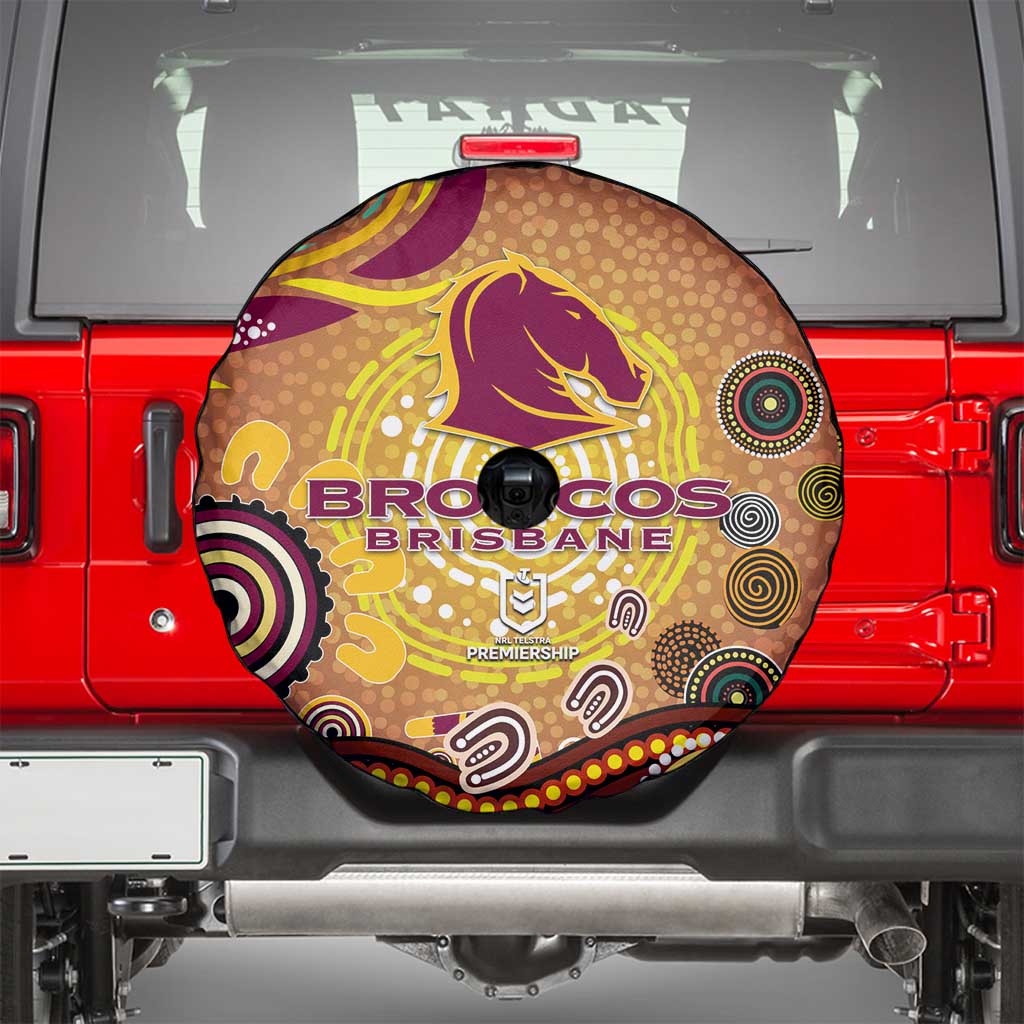 Brisbane Broncos Rugby Spare Tire Cover Australian Aboriginal Dot Painting Style