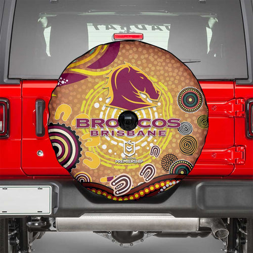 Brisbane Broncos Rugby Spare Tire Cover Australian Aboriginal Dot Painting Style