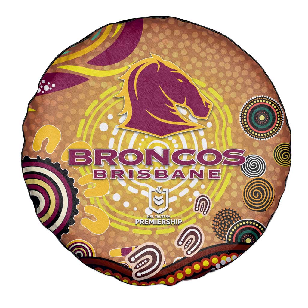 Brisbane Broncos Rugby Spare Tire Cover Australian Aboriginal Dot Painting Style
