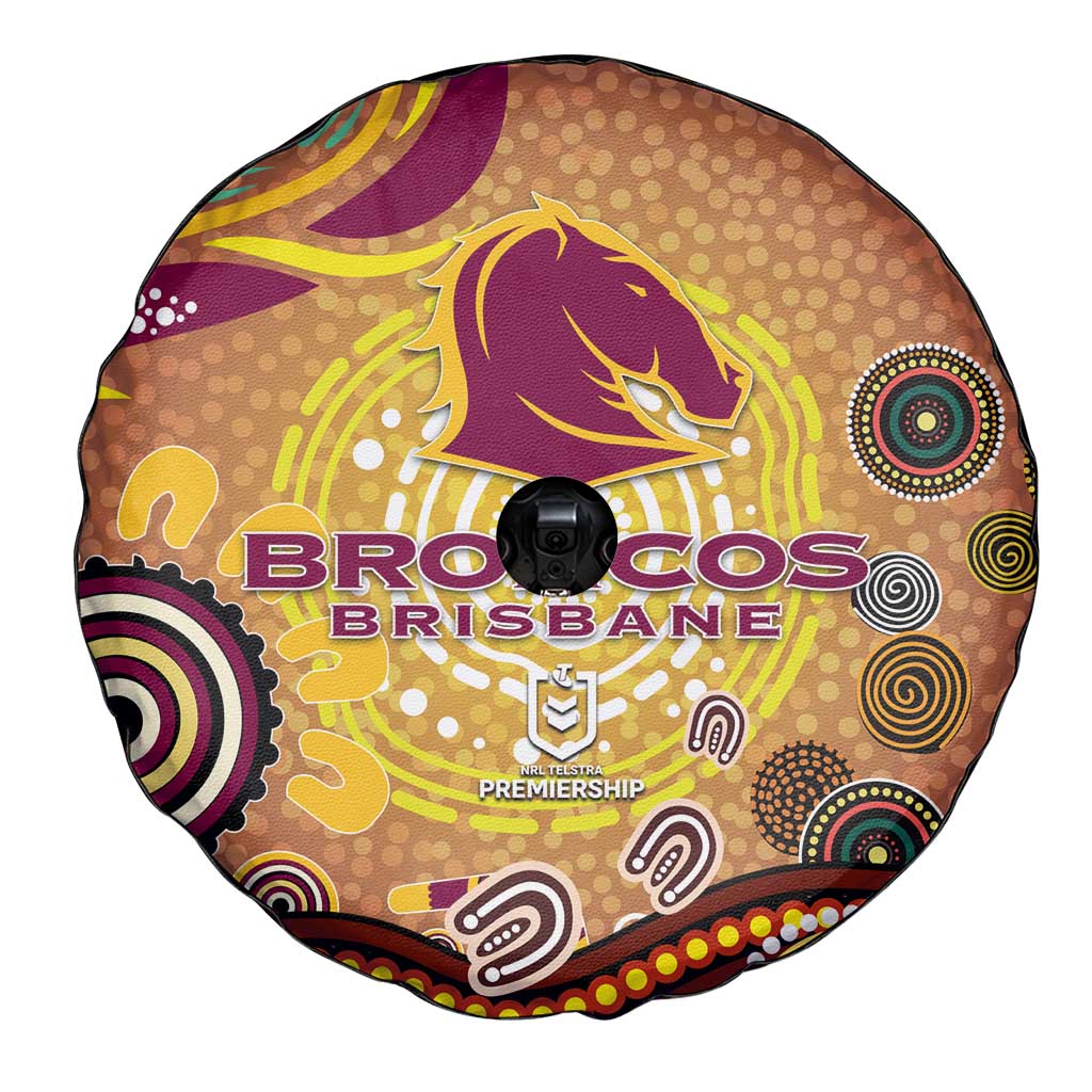 Brisbane Broncos Rugby Spare Tire Cover Australian Aboriginal Dot Painting Style