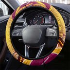 Brisbane Broncos Rugby Steering Wheel Cover Australian Aboriginal Dot Painting Style